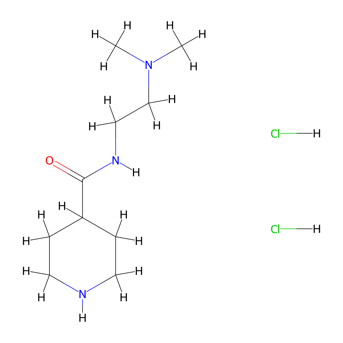 N-[2-(dimethylamino)ethyl]piperidine-4-carboxamide dihydrochloride molecular structure, CAS 1019851-96-7