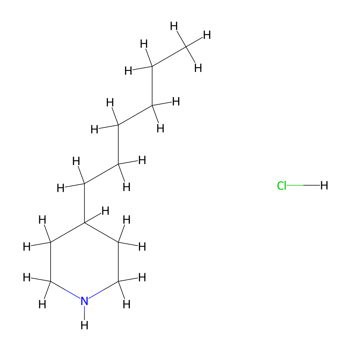 4-Hexylpiperidine hydrochloride molecular structure, CAS 1019852-10-8