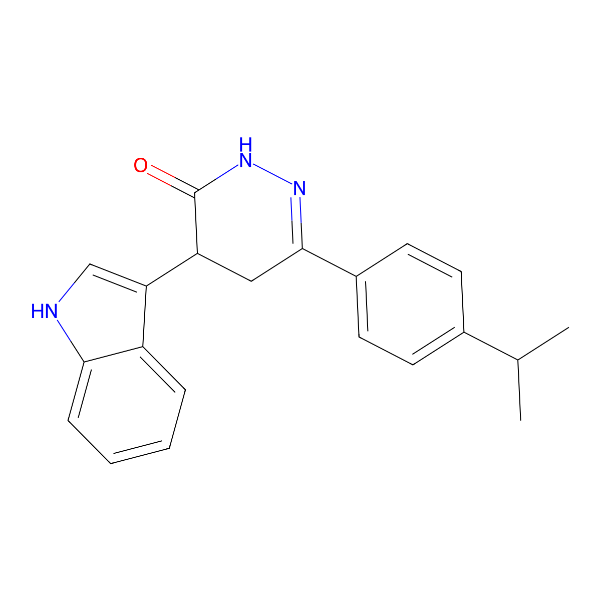 5-(1H-indol-3-yl)-3-(4-propan-2-ylphenyl)-4,5-dihydro-1H-pyridazin-6-one molecular structure, CAS 1019858-00-4