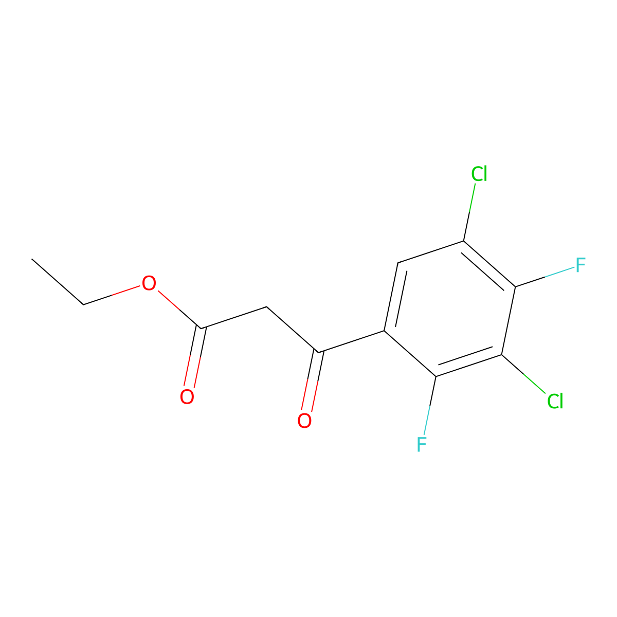 Ethyl(3,5-dichloro-2,4-difluoro-benzoyl)-acetate molecular structure, CAS 101987-90-0