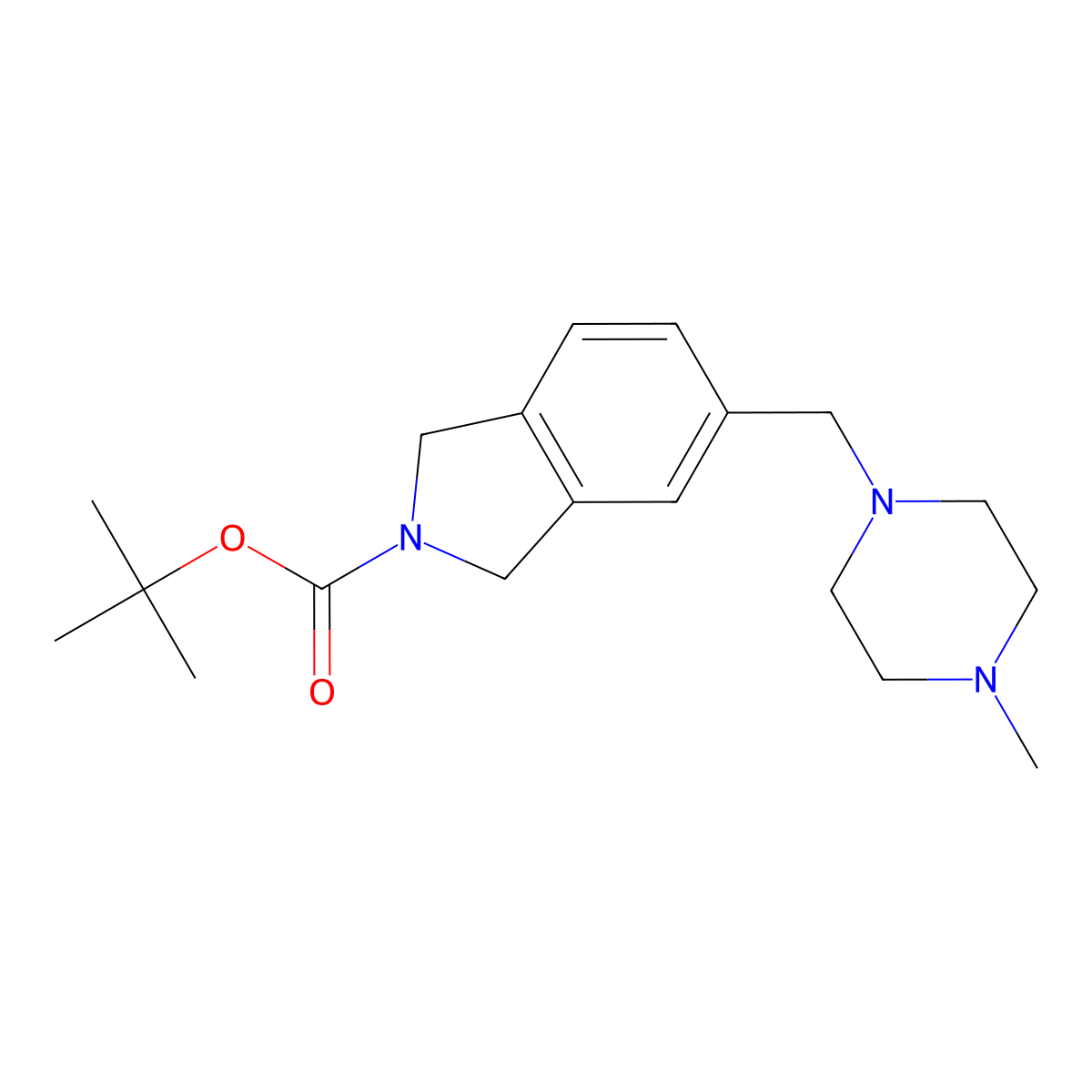 Tert-butyl 5-((4-methylpiperazin-1-yl)methyl)isoindoline-2-carboxylate molecular structure, CAS 1019890-58-4