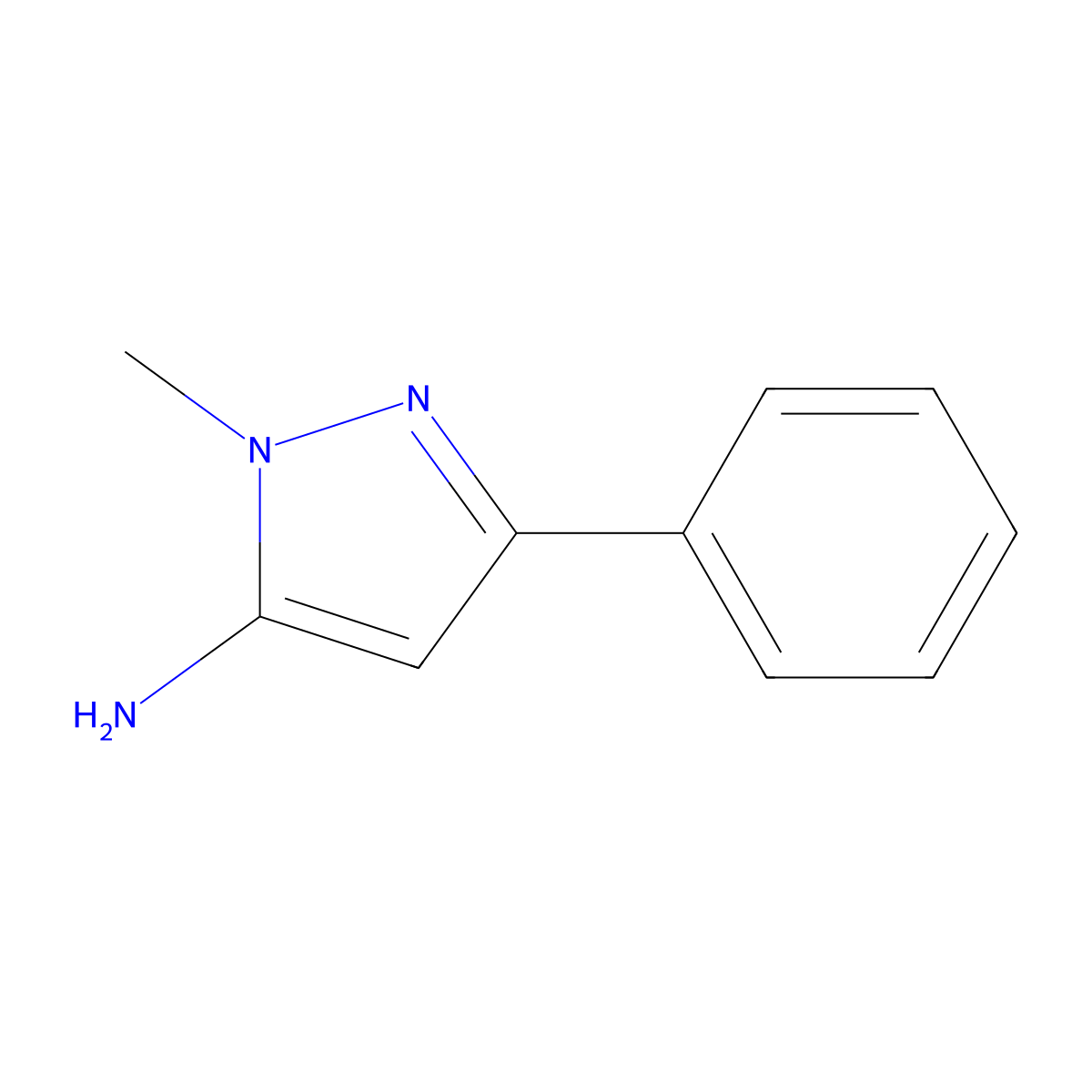 1-Methyl-3-phenyl-1H-pyrazol-5-amine molecular structure, CAS 10199-50-5