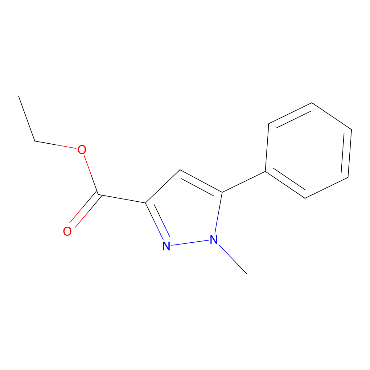 Ethyl 1-methyl-5-phenyl-1H-pyrazole-3-carboxylate molecular structure, CAS 10199-51-6