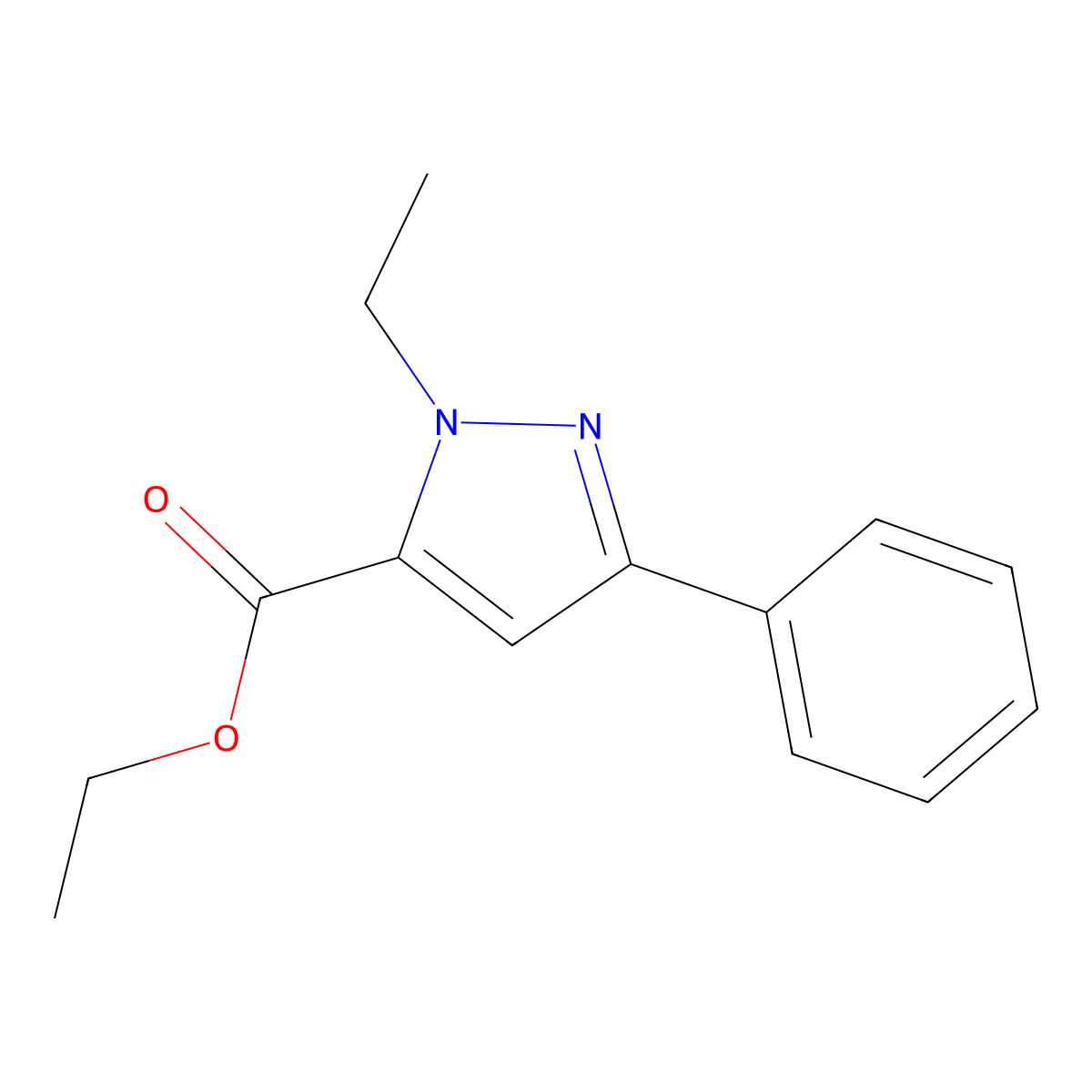 Ethyl 1-Ethyl-3-phenyl-1H-pyrazole-5-carboxylate molecular structure, CAS 10199-55-0