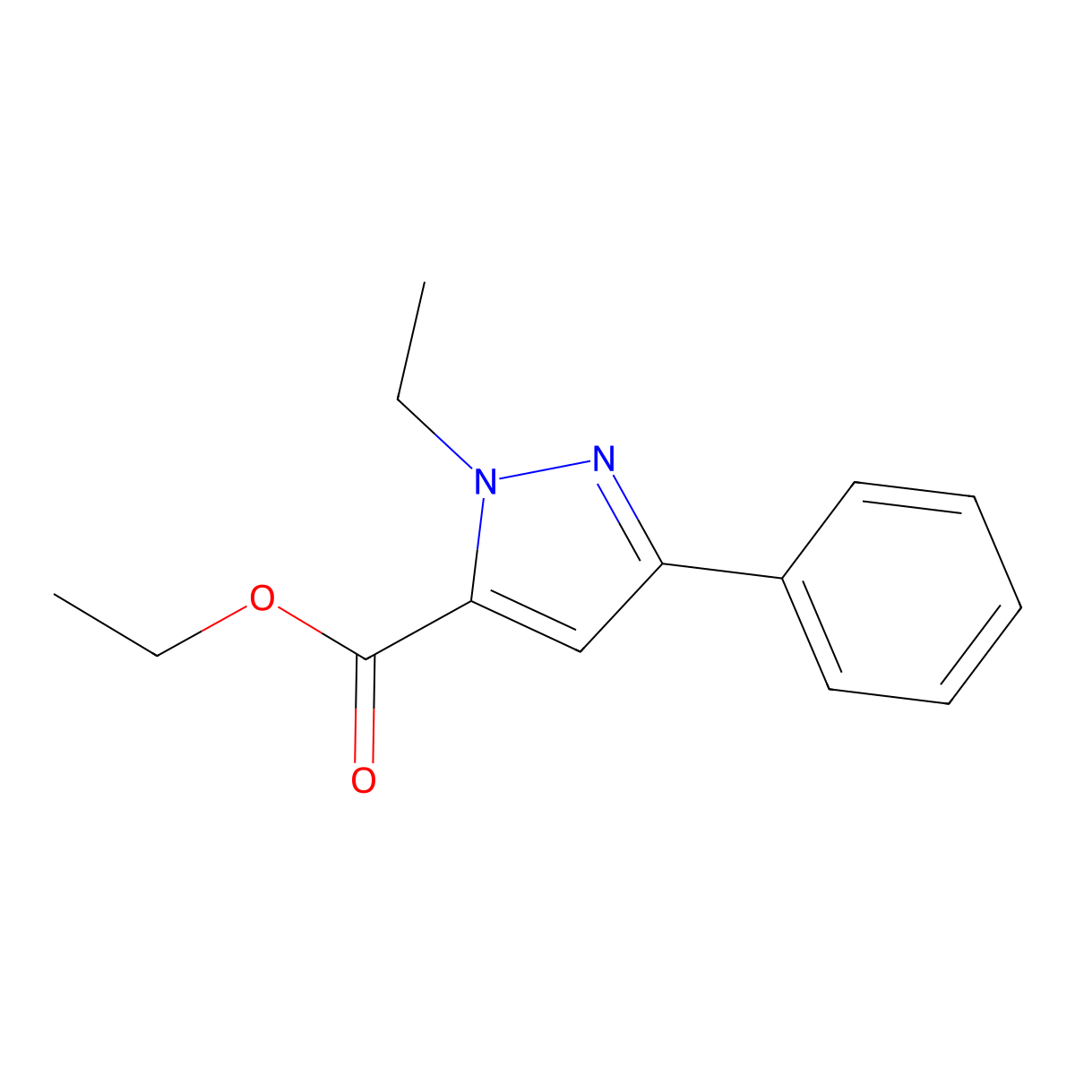 Ethyl 1-Ethyl-3-phenyl-1H-pyrazole-5-carboxylate molecular structure, CAS 10199-55-0