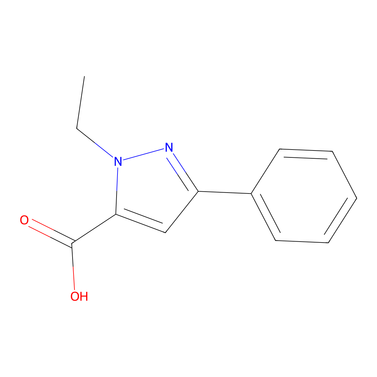 1-Ethyl-3-Phenyl-1H-Pyrazole-5-Carboxylic Acid molecular structure, CAS 10199-56-1