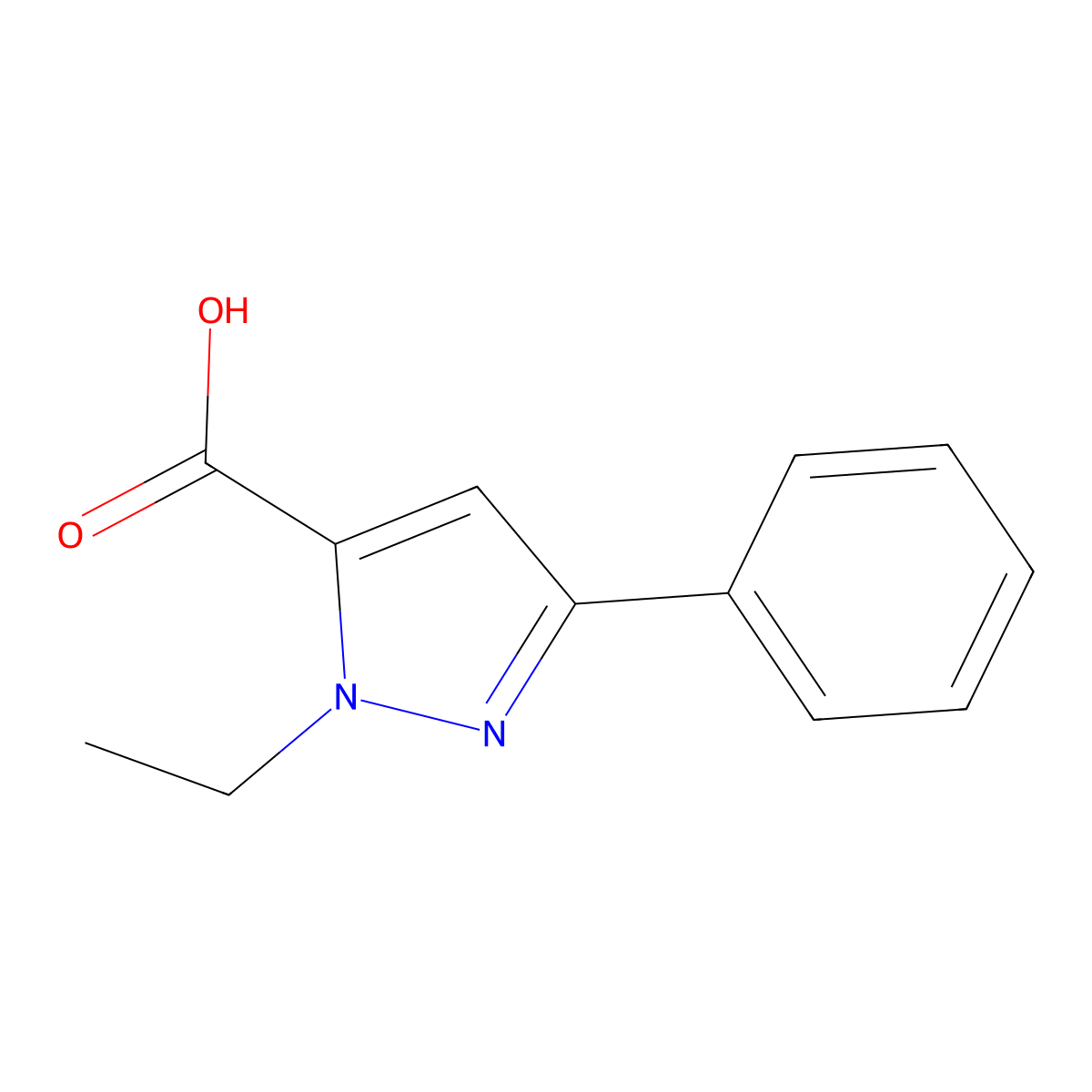 1-Ethyl-3-Phenyl-1H-Pyrazole-5-Carboxylic Acid molecular structure, CAS 10199-56-1