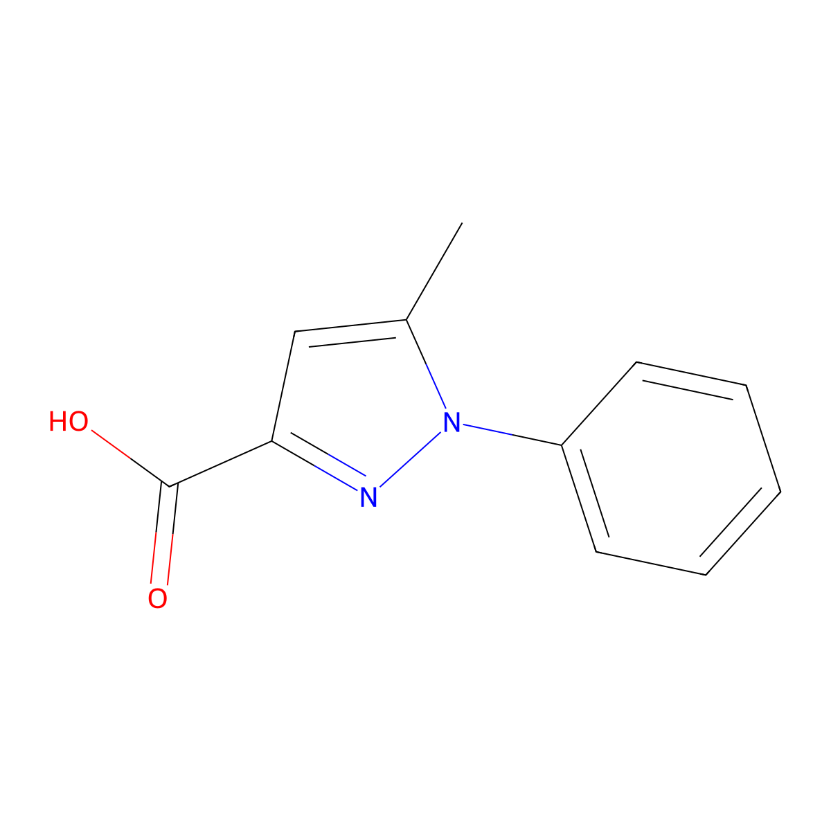 5-methyl-1-phenyl-1H-pyrazole-3-carboxylic acid molecular structure, CAS 10199-57-2