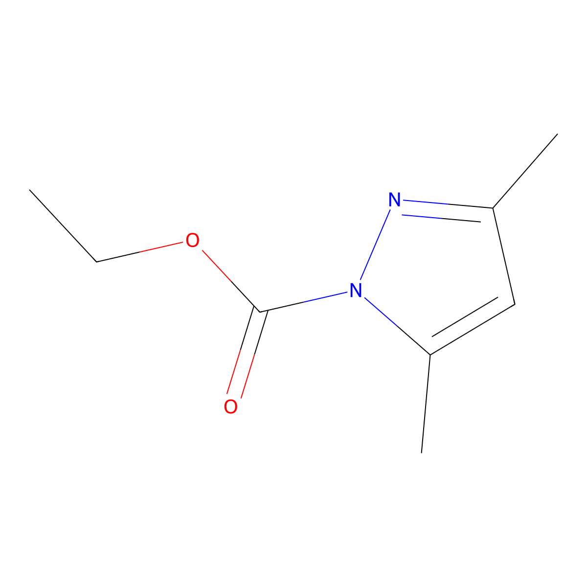 ethyl 3,5-dimethyl-1H-pyrazole-1-carboxylate molecular structure, CAS 10199-58-3