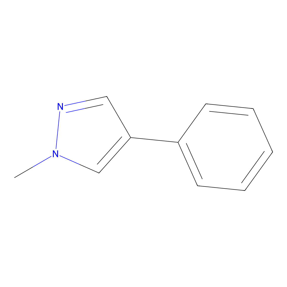 1-Methyl-4-phenyl-1H-pyrazole molecular structure, CAS 10199-69-6