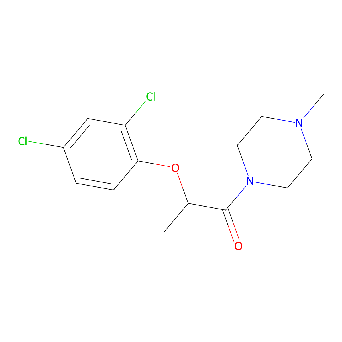 2-(2,4-Dichlorophenoxy)-1-(4-methylpiperazin-1-yl)propan-1-one molecular structure, CAS 101991-88-2