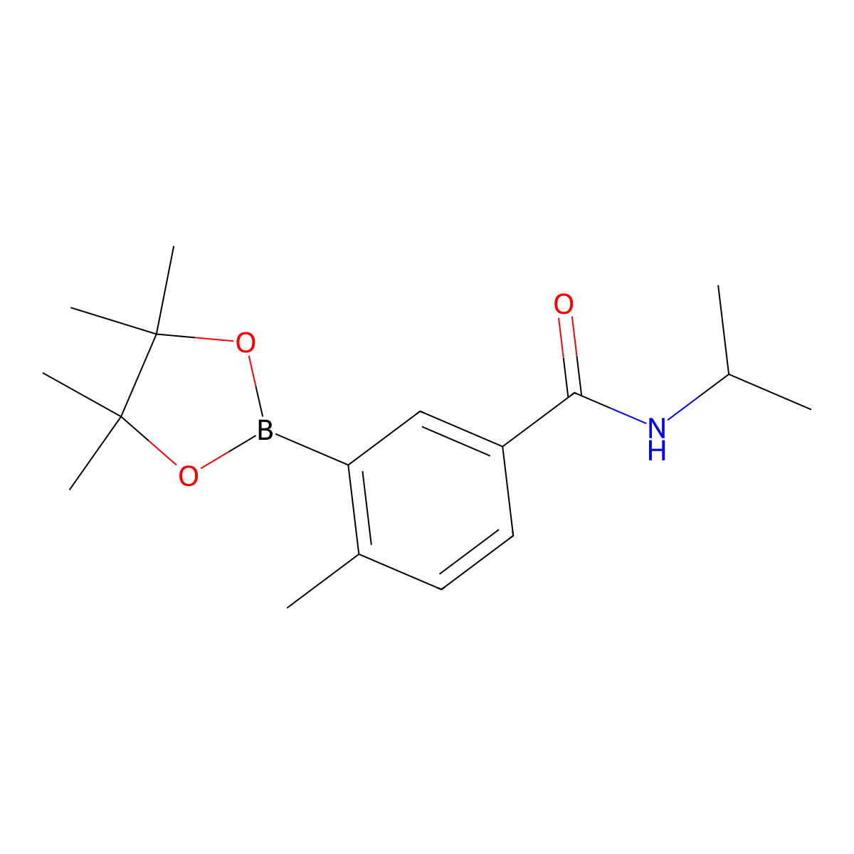 N-isopropyl-4-methyl-3-(4,4,5,5-tetramethyl-1,3,2-dioxaborolan-2-yl)benzamide molecular structure, CAS 1019918-74-1