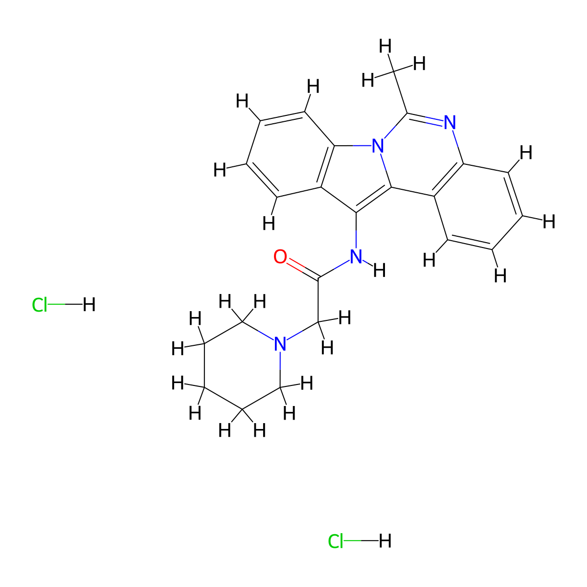 1-Piperidineacetamide, N-(6-methylindolo(1,2-c)quinazolin-12-yl)-, dihydrochloride molecular structure, CAS 101997-35-7