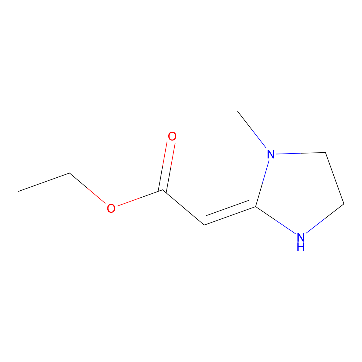 ethyl 2-[(2E)-1-methylimidazolidin-2-ylidene]acetate molecular structure, CAS 101998-55-4
