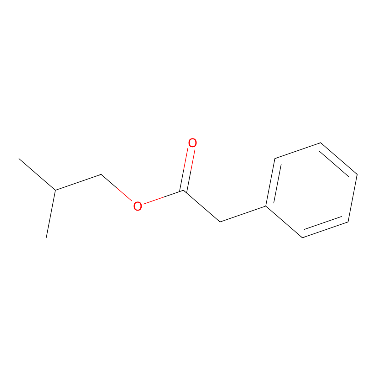 Isobutyl phenylacetate molecular structure, CAS 102-13-6