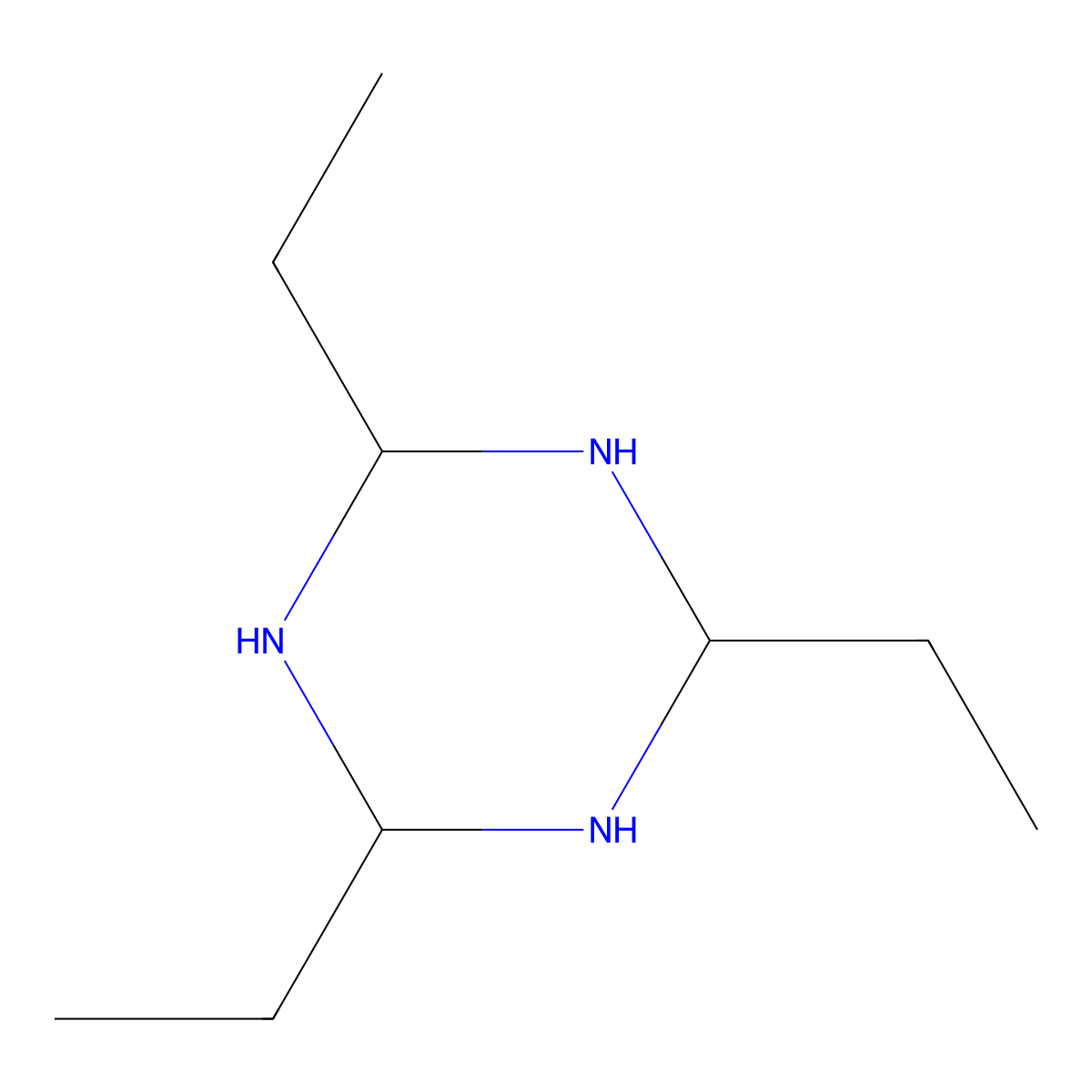 2,4,6-Triethylhexahydro-1,3,5-triazine molecular structure, CAS 102-26-1