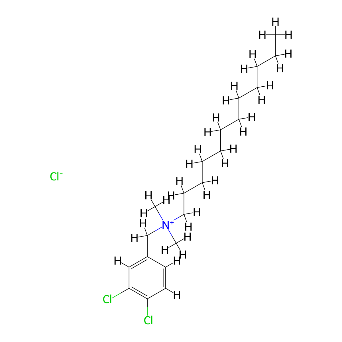 Lauryldimethyl-3,4-dichlorobenzylammonium chloride molecular structure, CAS 102-30-7