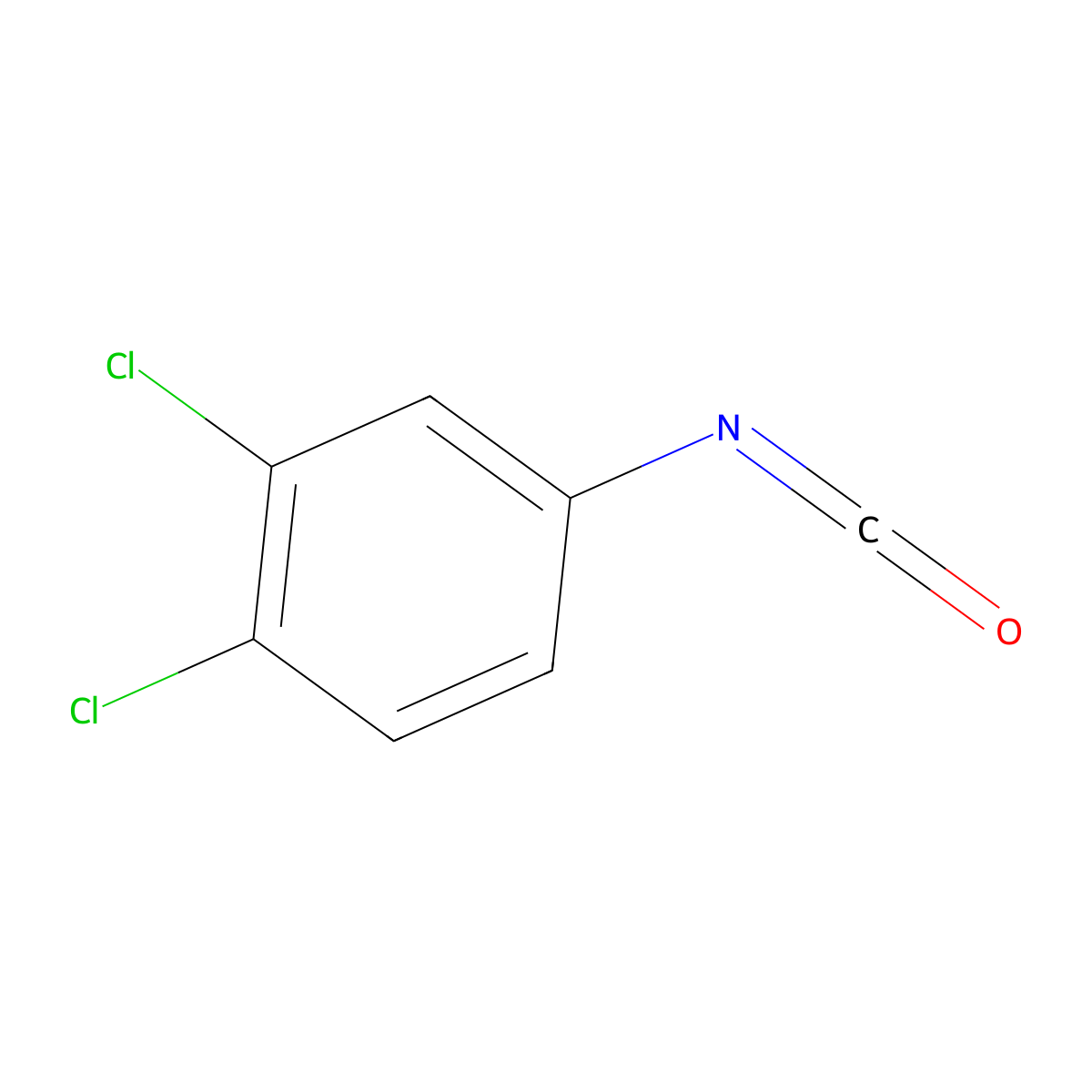 3,4-Dichlorophenyl isocyanate molecular structure, CAS 102-36-3
