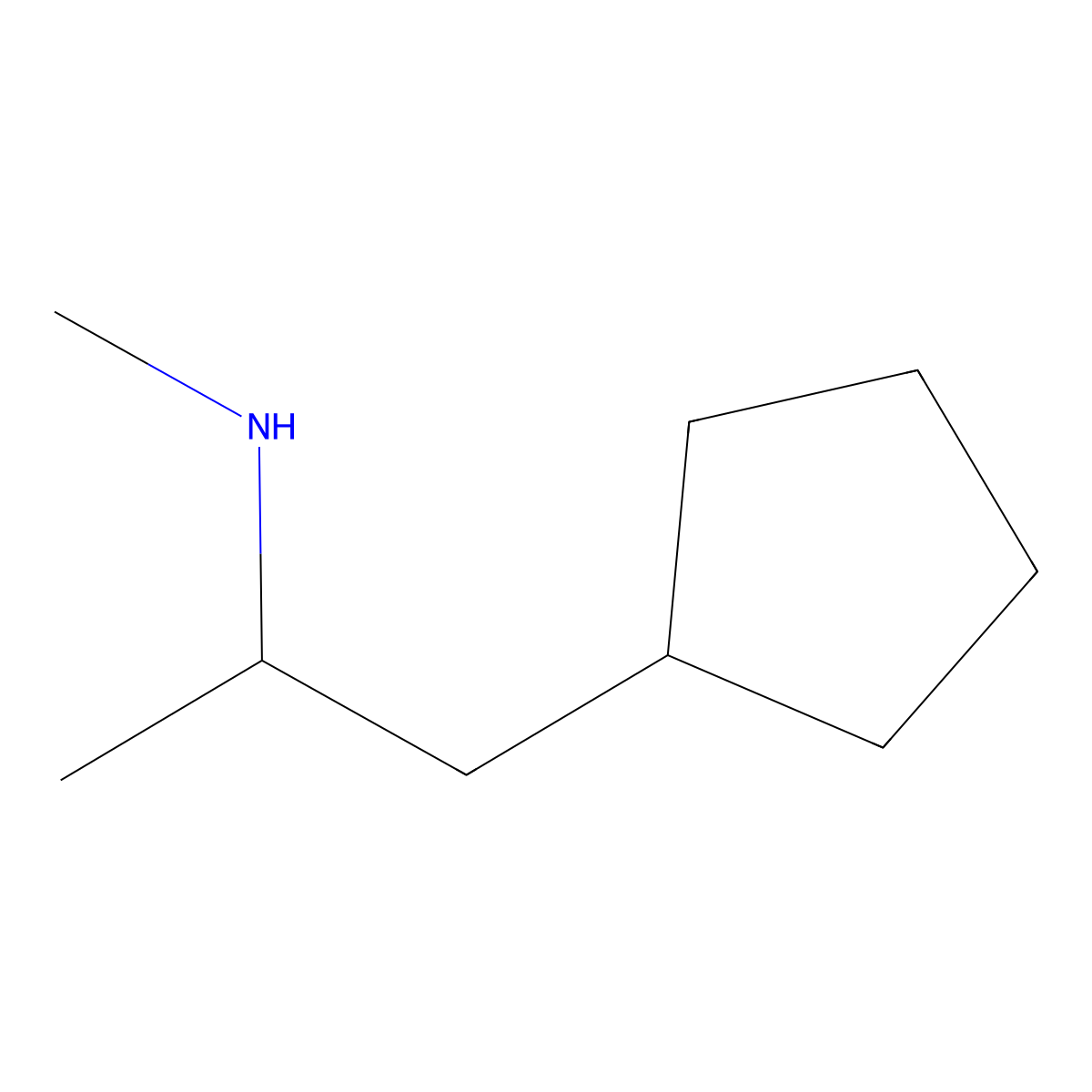 Cyclopentamine molecular structure, CAS 102-45-4