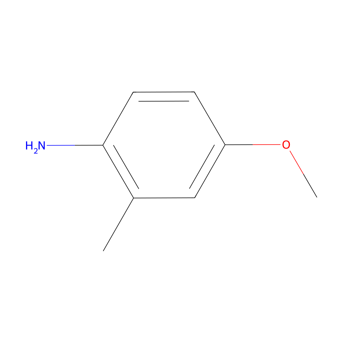 2-Methyl-4-methoxyaniline molecular structure, CAS 102-50-1