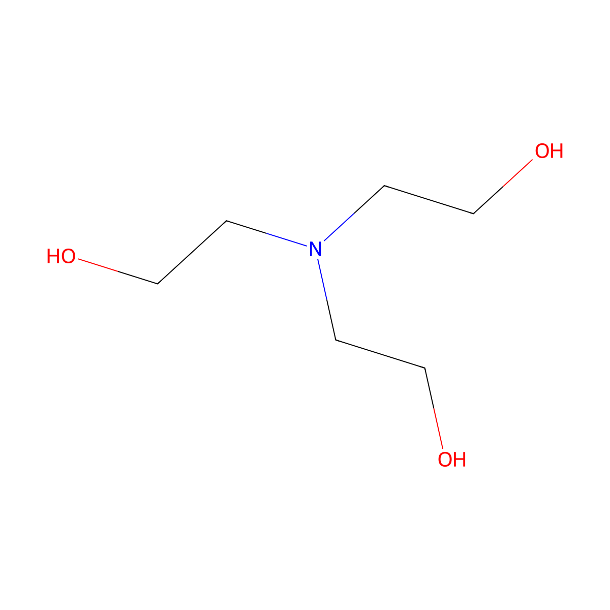 Triethanolamine molecular structure, CAS 102-71-6