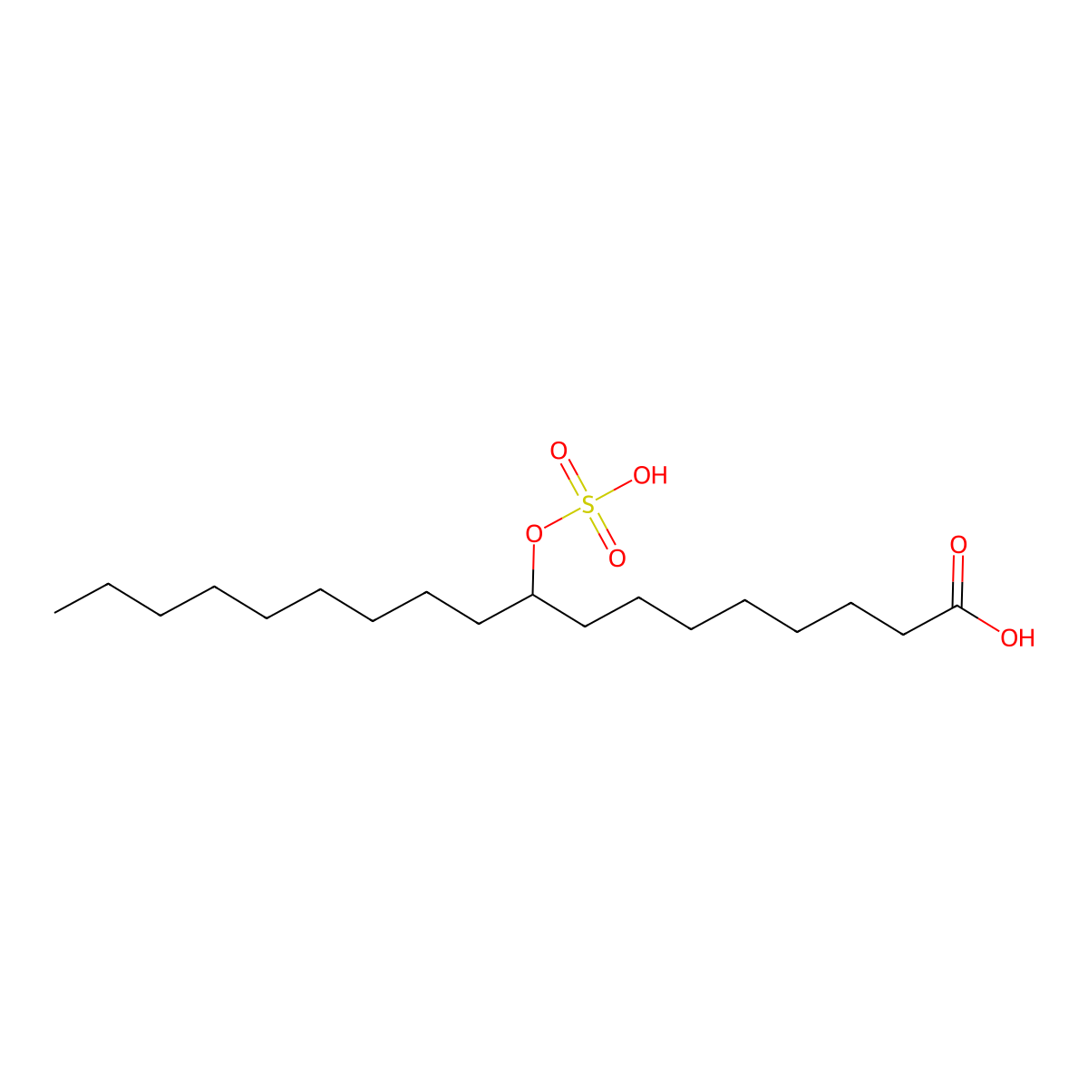 9-(Sulphooxy)octadecanoic acid molecular structure, CAS 102-72-7
