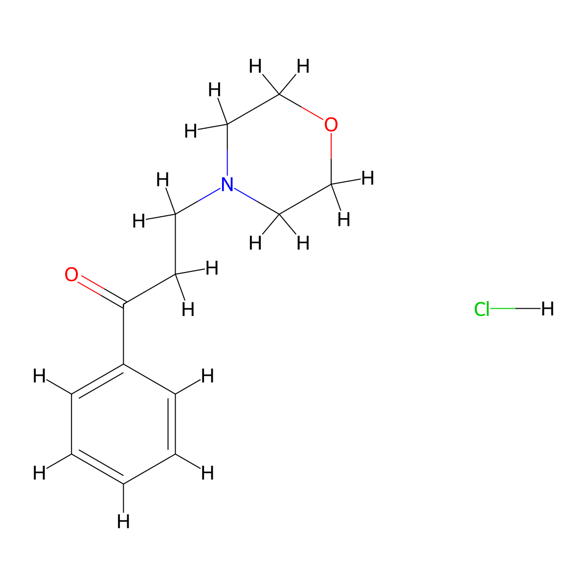 3-Morpholinopropiophenone hydrochloride molecular structure, CAS 1020-16-2