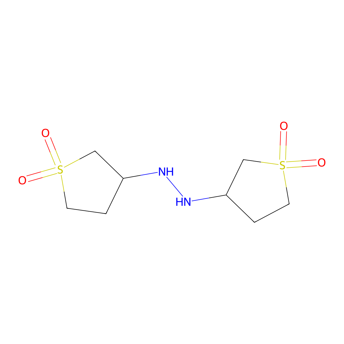 1,2-Bis(1,1-dioxidotetrahydrothiophen-3-yl)hydrazine molecular structure, CAS 1020-73-1