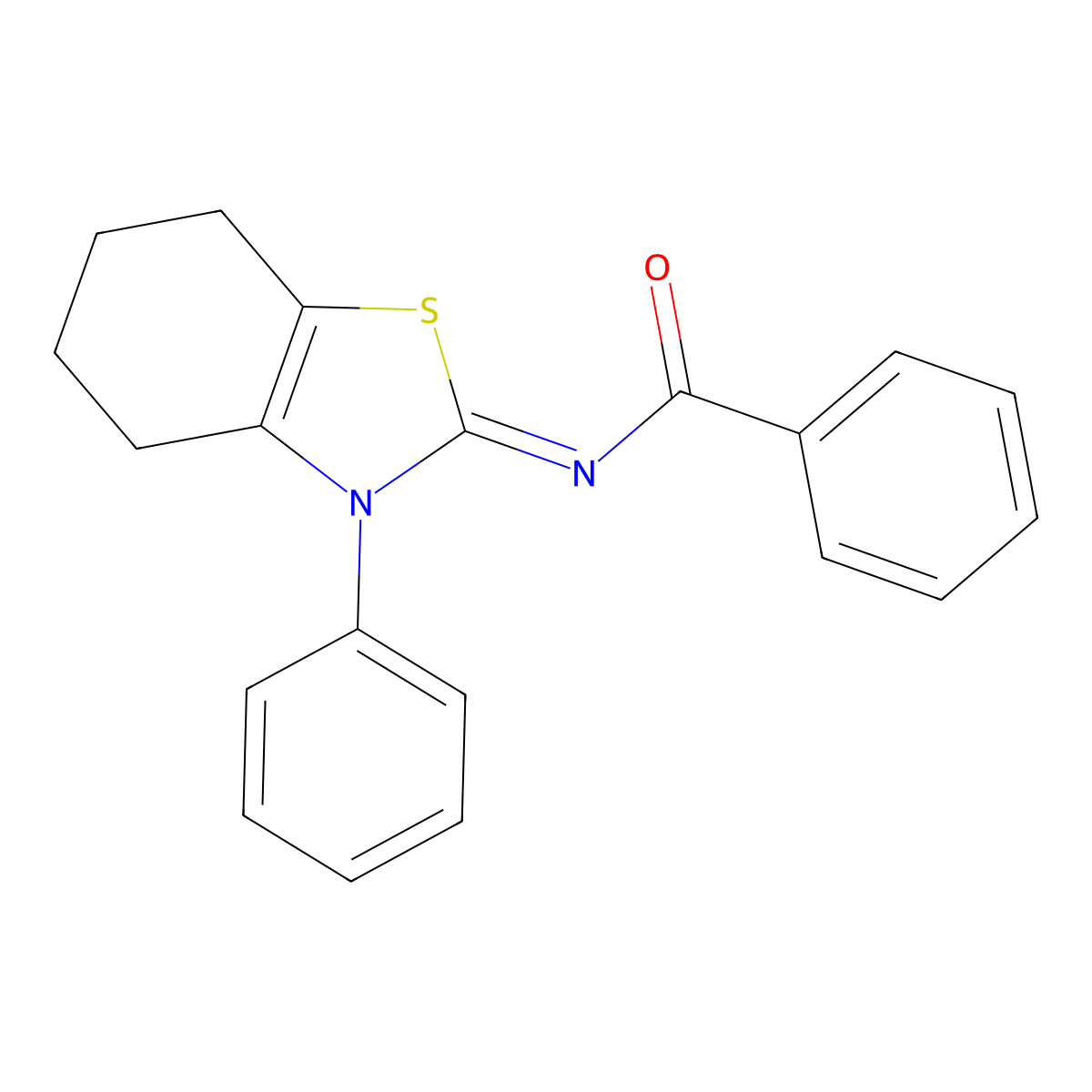 N-(3-Phenyl-4,5,6,7-tetrahydro-3H-benzothiazol-2-ylidene)-benzamide molecular structure, CAS 102002-71-1