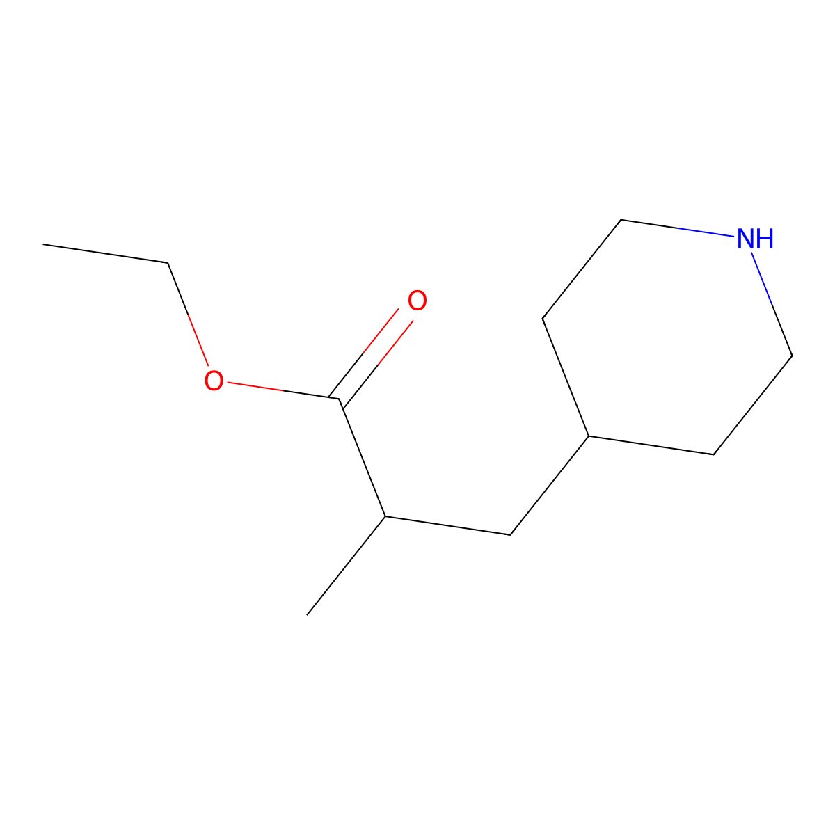 2-Methyl-3-piperidin-4-yl-propionic acid ethyl ester molecular structure, CAS 1020032-85-2