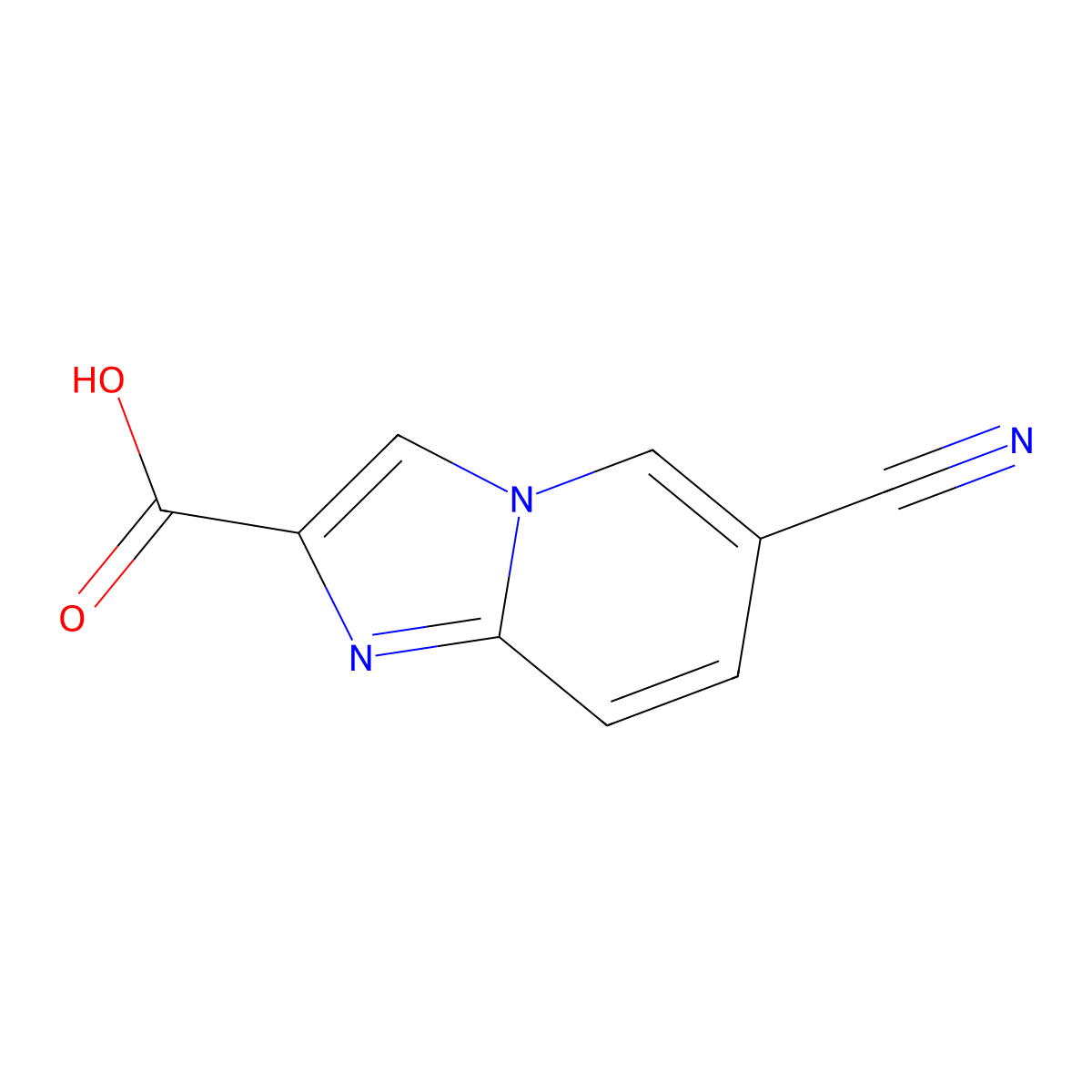 6-Cyanoimidazo[1,2-a]pyridine-2-carboxylic acid molecular structure, CAS 1020035-67-9