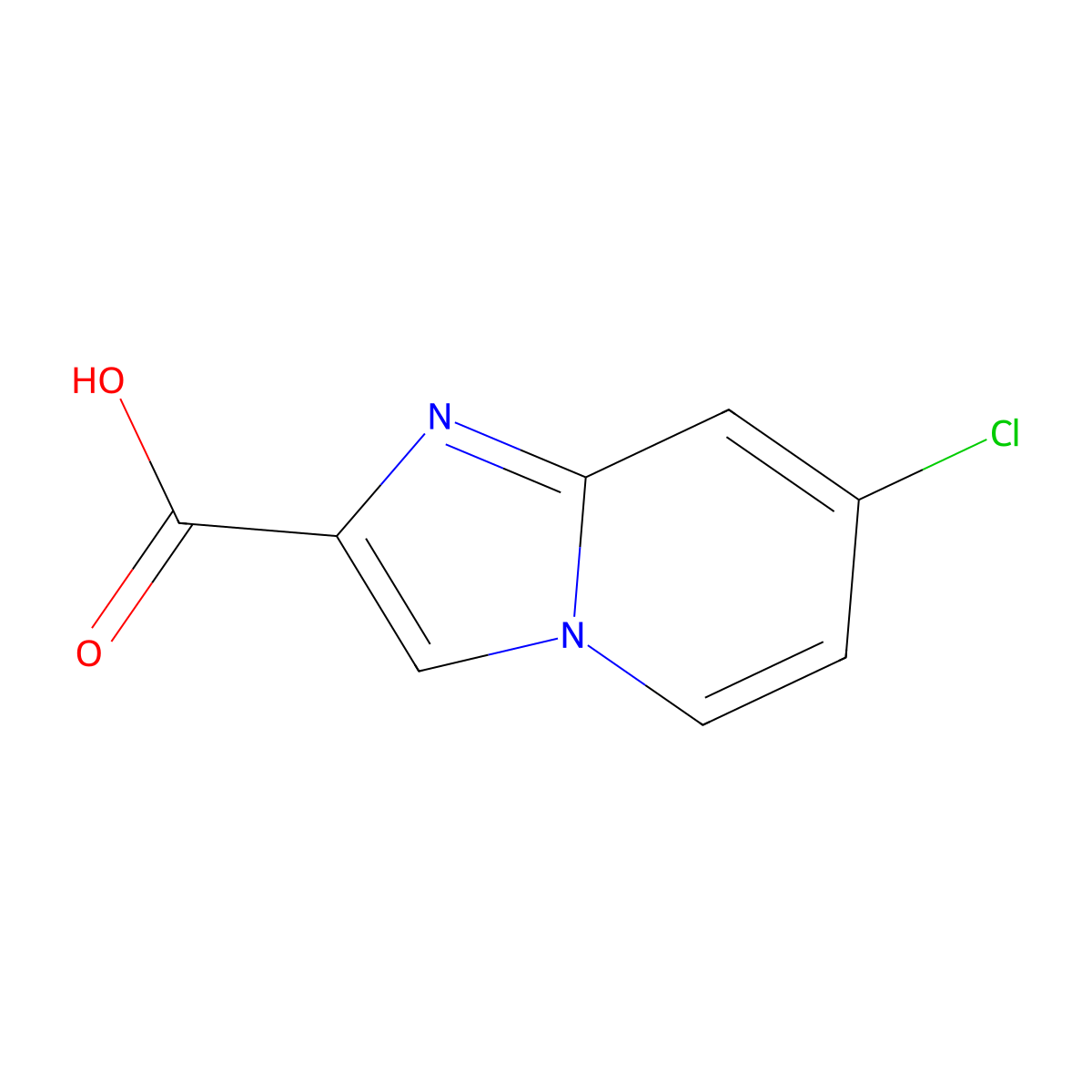 7-Chloroimidazo[1,2-a]pyridine-2-carboxylic acid molecular structure, CAS 1020038-42-9