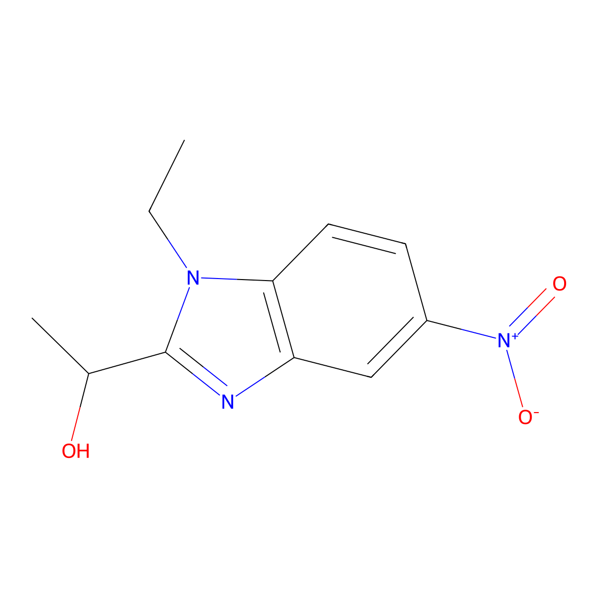 1-(1-ethyl-5-nitro-1H-benzimidazol-2-yl)ethanol molecular structure, CAS 1020046-25-6