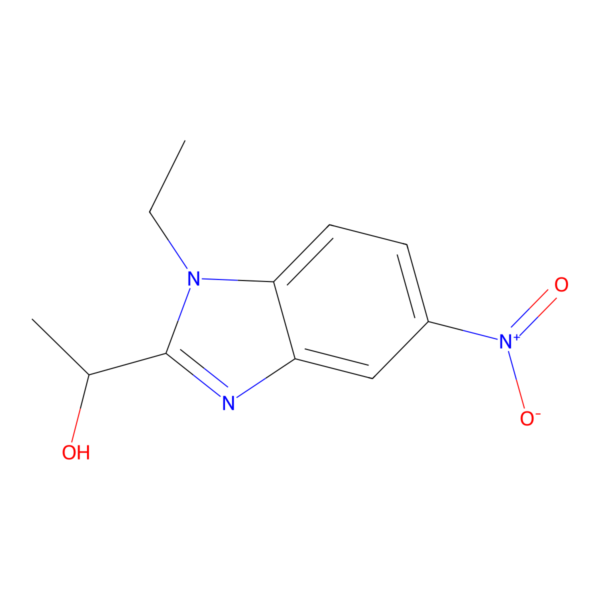 1-(1-ethyl-5-nitro-1H-benzimidazol-2-yl)ethanol molecular structure, CAS 1020046-25-6
