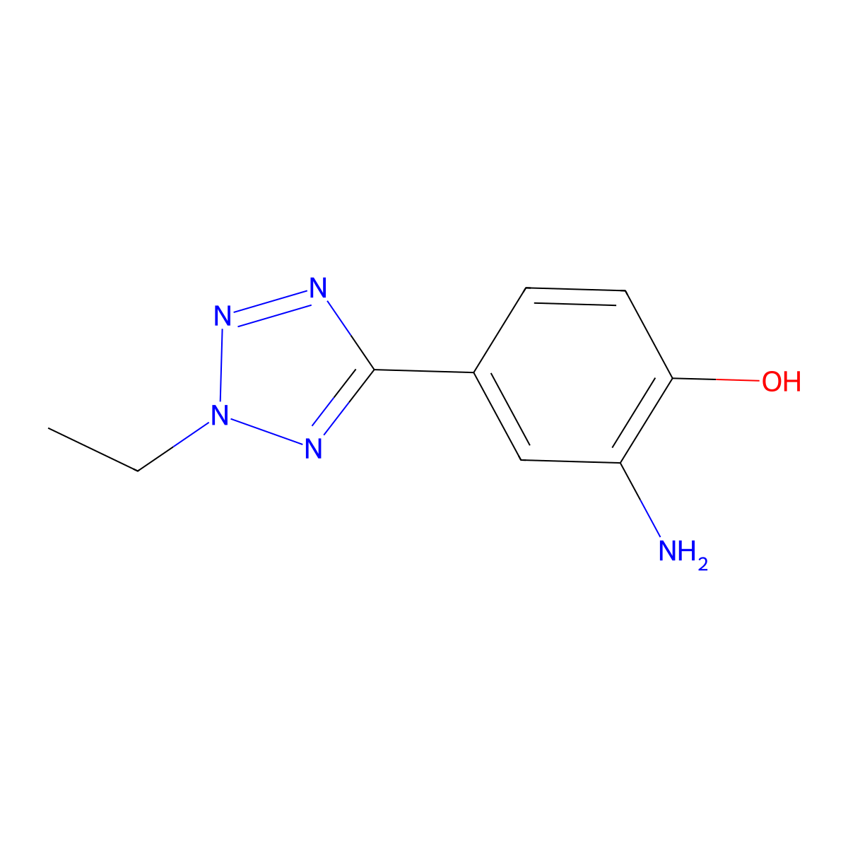 2-amino-4-(2-ethyl-2H-tetrazol-5-yl)phenol molecular structure, CAS 1020046-27-8