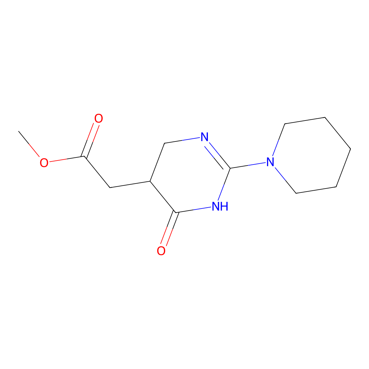 Methyl 3,4,5,6-tetrahydro-4-oxo-2-(1-piperidinyl)-5-pyrimidineacetate molecular structure, CAS 1020046-36-9