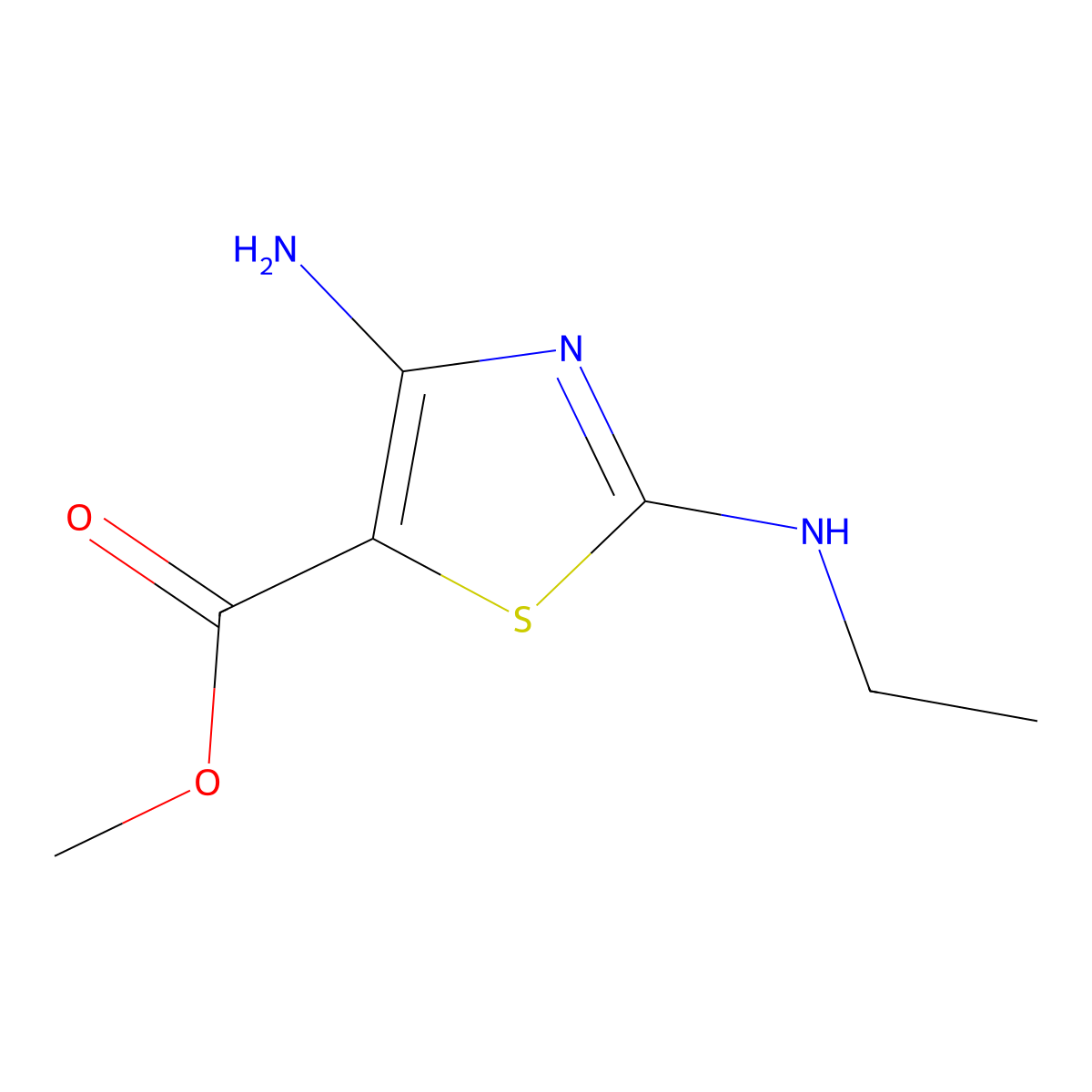 Methyl 4-amino-2-(ethylamino)-1,3-thiazole-5-carboxylate molecular structure, CAS 1020046-38-1