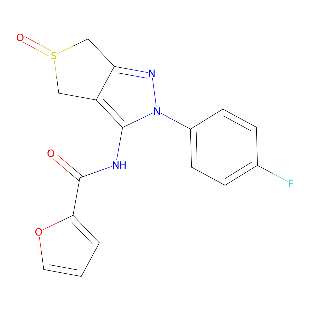 N-[2-(4-fluorophenyl)-5-oxo-4,6-dihydrothieno[3,4-c]pyrazol-3-yl]furan-2-carboxamide molecular structure, CAS 1020048-57-0