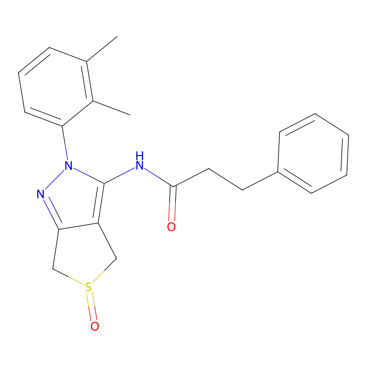 N-(2-(2,3-dimethylphenyl)-5-oxido-4,6-dihydro-2H-thieno[3,4-c]pyrazol-3-yl)-3-phenylpropanamide molecular structure, CAS 1020053-62-6