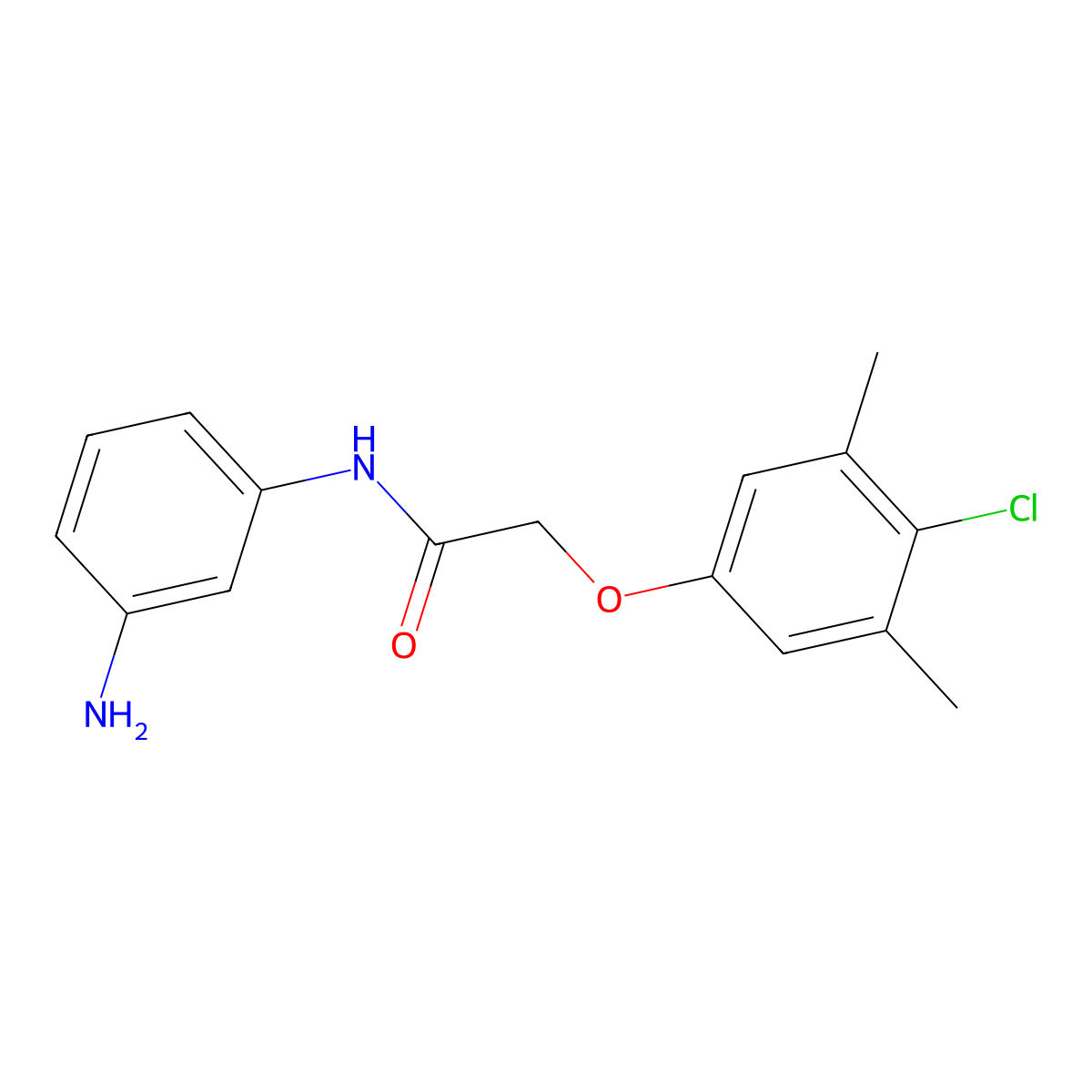 N-(3-Aminophenyl)-2-(4-chloro-3,5-dimethylphenoxy)acetamide molecular structure, CAS 1020056-06-7