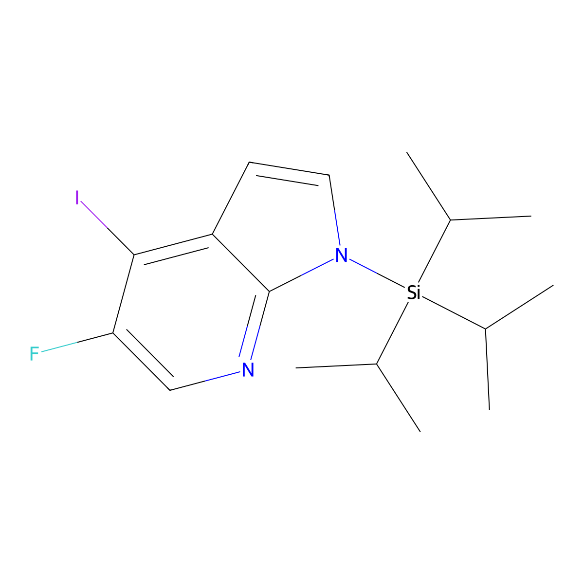 5-Fluoro-4-iodo-1-(triisopropylsilyl)-1H-pyrrolo[2,3-b]pyridine molecular structure, CAS 1020056-67-0