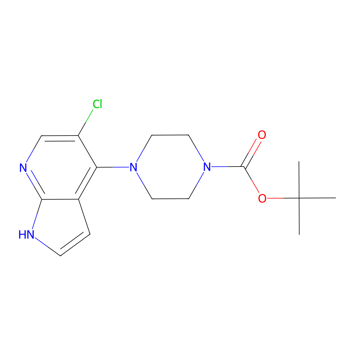 tert-Butyl 4-(5-chloro-1H-pyrrolo[2,3-b]pyridin-4-yl)piperazine-1-carboxylate molecular structure, CAS 1020056-91-0