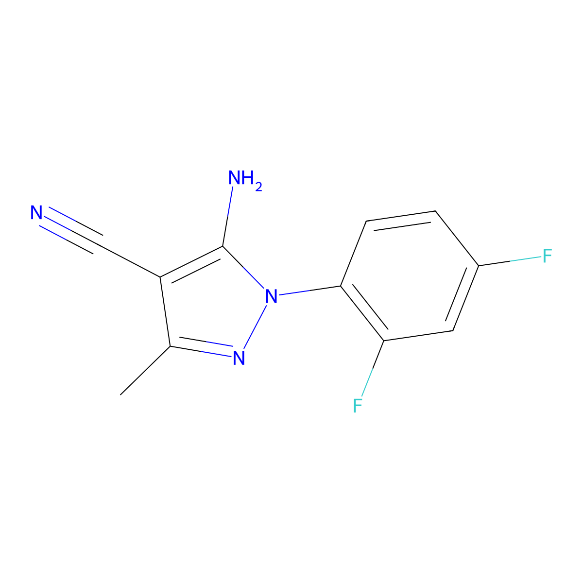 5-Amino-1-(2,4-difluorophenyl)-3-methyl-1H-pyrazole-4-carbonitrile molecular structure, CAS 1020057-92-4