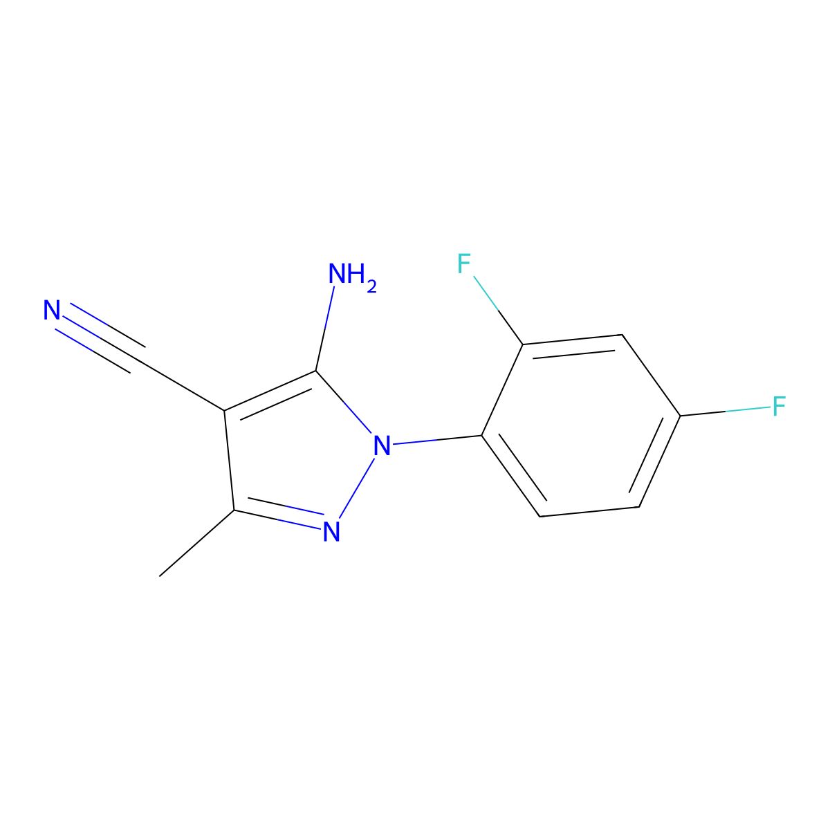 5-Amino-1-(2,4-difluorophenyl)-3-methyl-1H-pyrazole-4-carbonitrile molecular structure, CAS 1020057-92-4