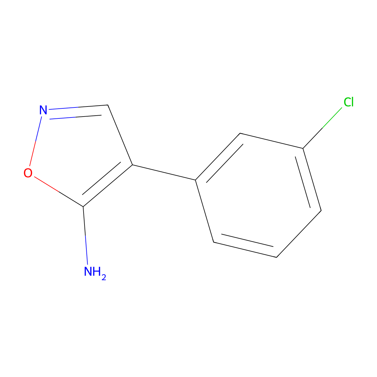4-(3-Chlorophenyl)-1,2-oxazol-5-amine molecular structure, CAS 1020058-39-2
