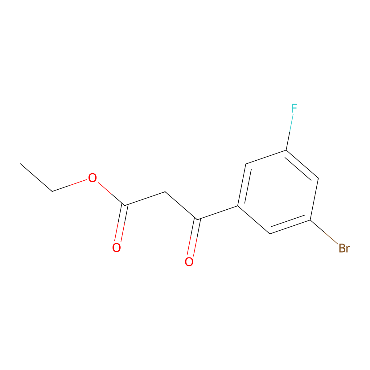 Ethyl 3-(3-bromo-5-fluorophenyl)-3-oxopropanoate molecular structure, CAS 1020058-44-9
