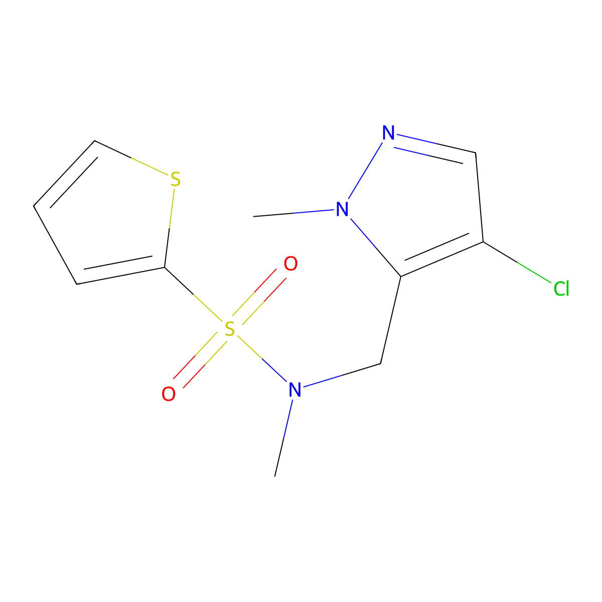 N-[(4-Chloro-1-methyl-1H-pyrazol-5-YL)methyl]-N-methyl-2-thiophenesulfonamide molecular structure, CAS 1020058-75-6