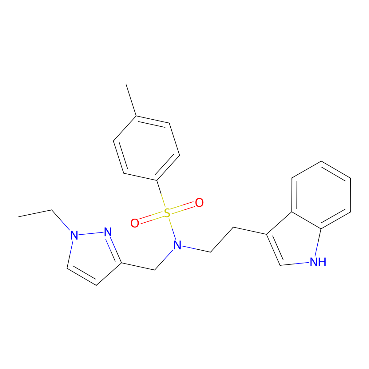 N-[(1-ethyl-1H-pyrazol-3-yl)methyl]-N-[2-(1H-indol-3-yl)ethyl]-4-methylbenzenesulfonamide molecular structure, CAS 1020058-77-8