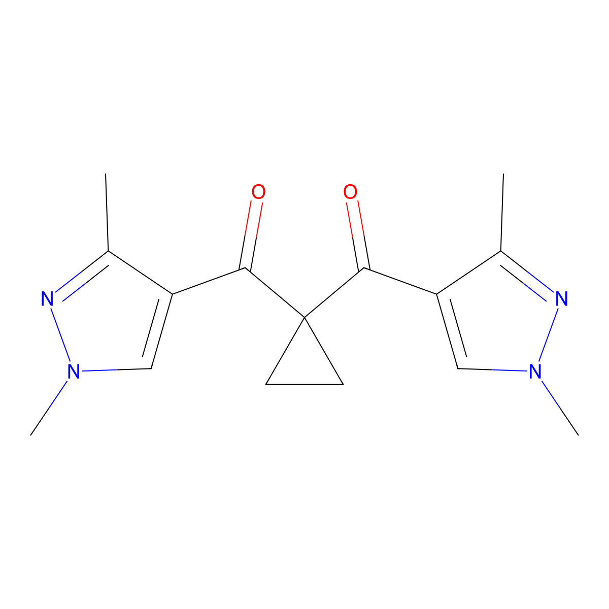 cyclopropane-1,1-diylbis[(1,3-dimethyl-1H-pyrazol-4-yl)methanone] molecular structure, CAS 1020059-00-0