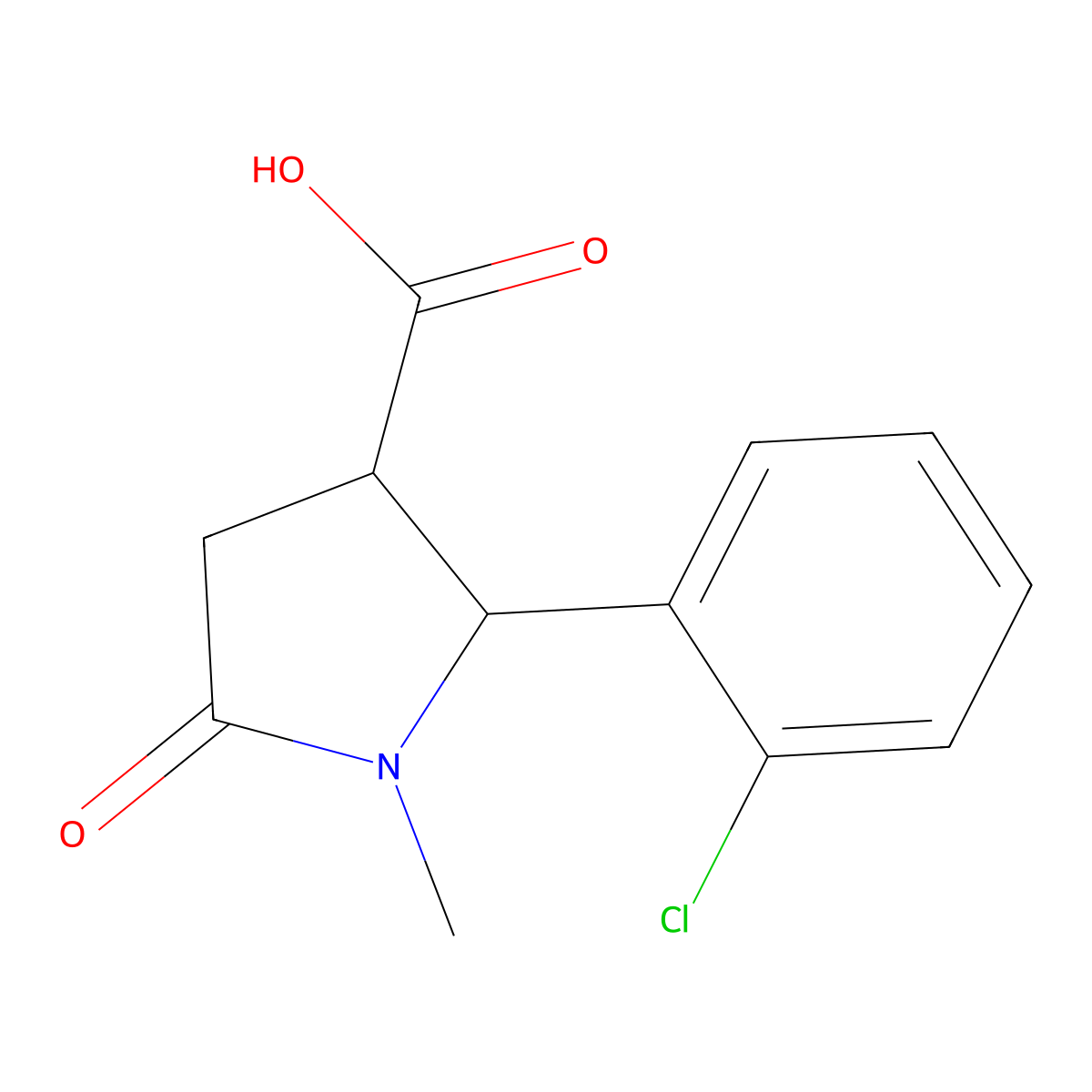 (2R,3R)-2-(2-chlorophenyl)-1-methyl-5-oxopyrrolidine-3-carboxylic acid molecular structure, CAS 1020073-50-0
